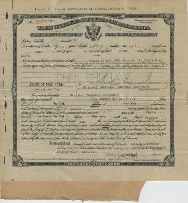 Certificate, Citizenship